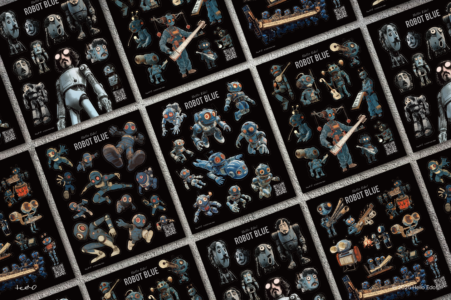 Hello Edo! Sticker_Modern Times-Robot Blue
