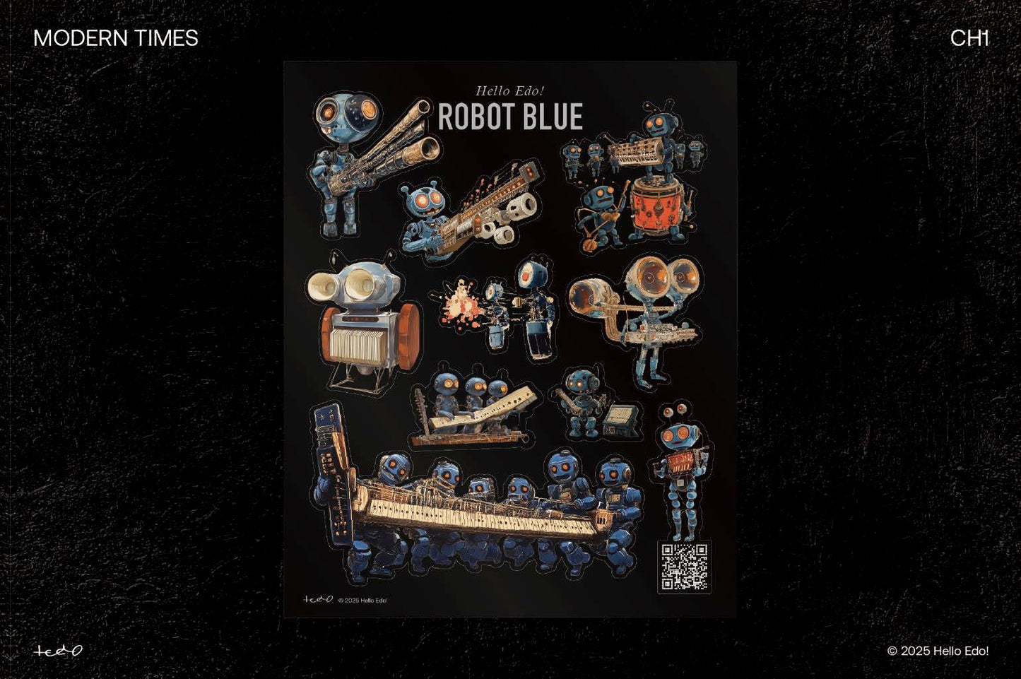 Hello Edo! Sticker_Modern Times-Robot Blue